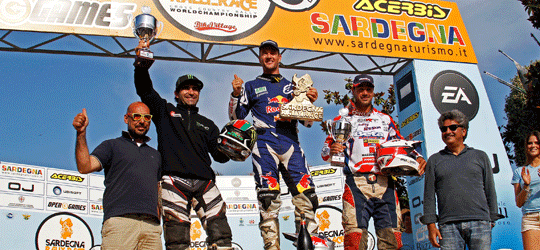Das Podium von der Sardegna Rally: 1.Marc Coma 2.Paulo Goncalves 3.Pedrero Garzia